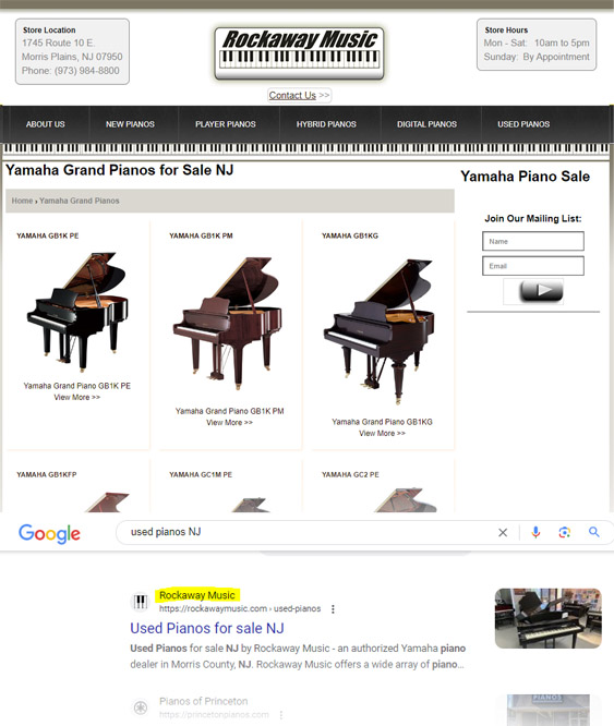 Piano Store Marketing - Google